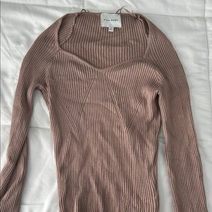 Pink Rose Mauve Ribbed Knit Top